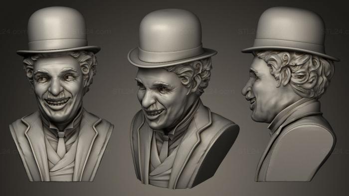 Бюсты и барельефы известных личностей (Чарли Чаплин, BUSTC_0100) 3D модель для ЧПУ станка